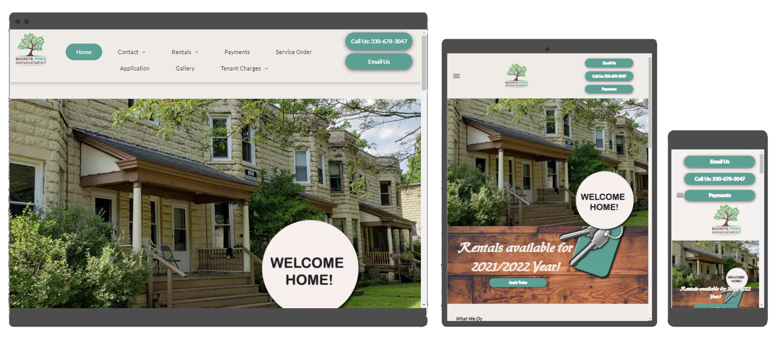 Website design for apartments , rentals student housing in ohio