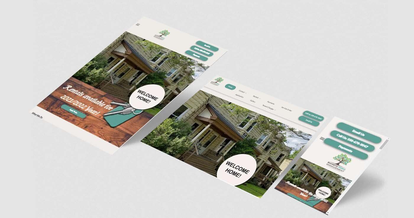 Website design for rentals apartments, student housing.