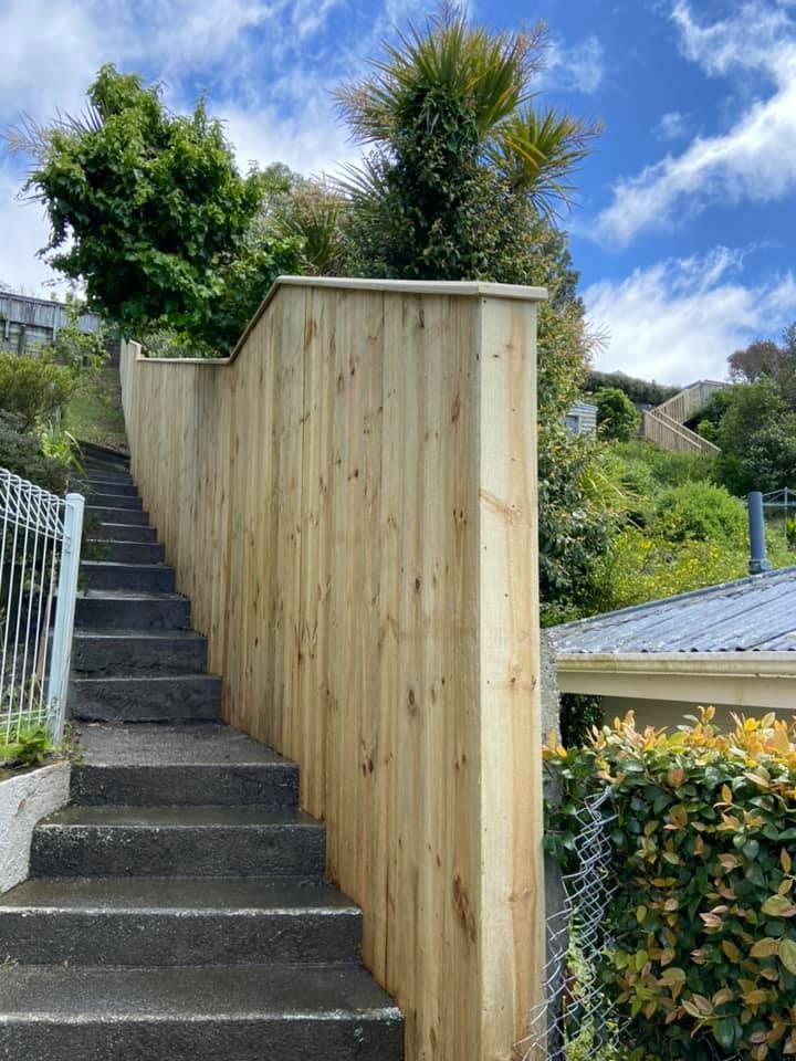 Nice wooden fence next to stairs — Wellington, NZ — Audesia Property & Maintenance Limited