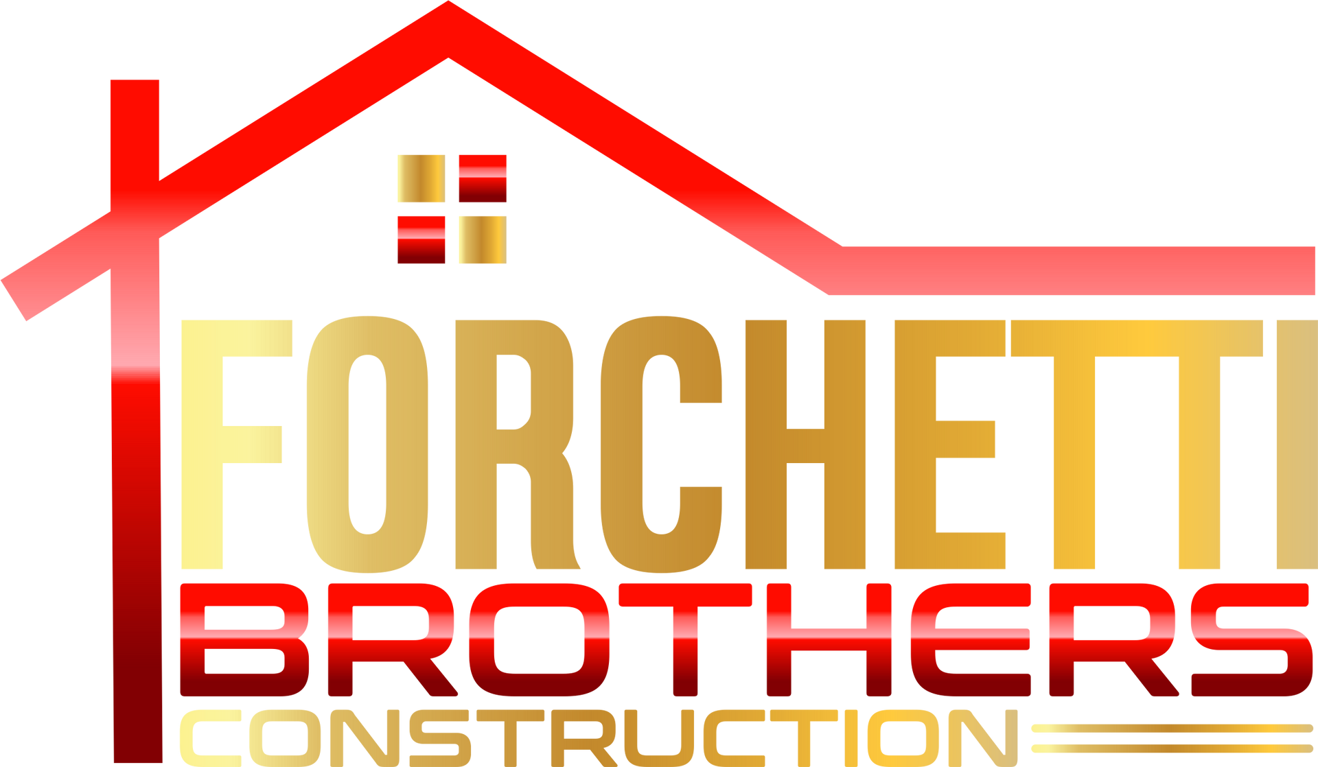 A forchetti brothers construction logo with a red roof