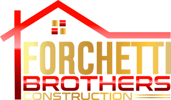 A forchetti brothers construction logo with a red roof