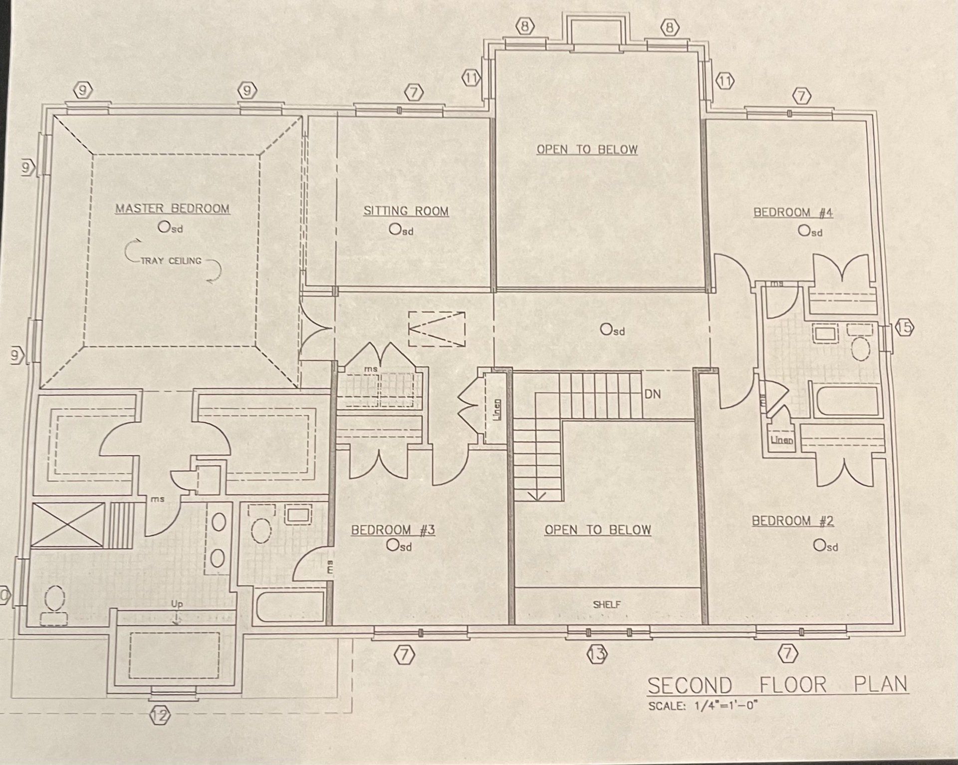A black and white floor plan for a second floor