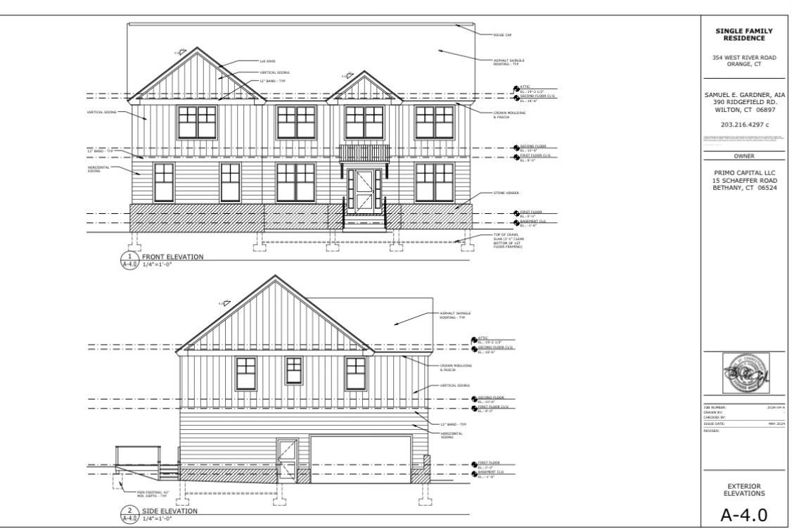 A black and white drawing of a house on a white background.