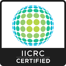 IICRC Certified logo with a globe made of green and blue circles, on a black background.