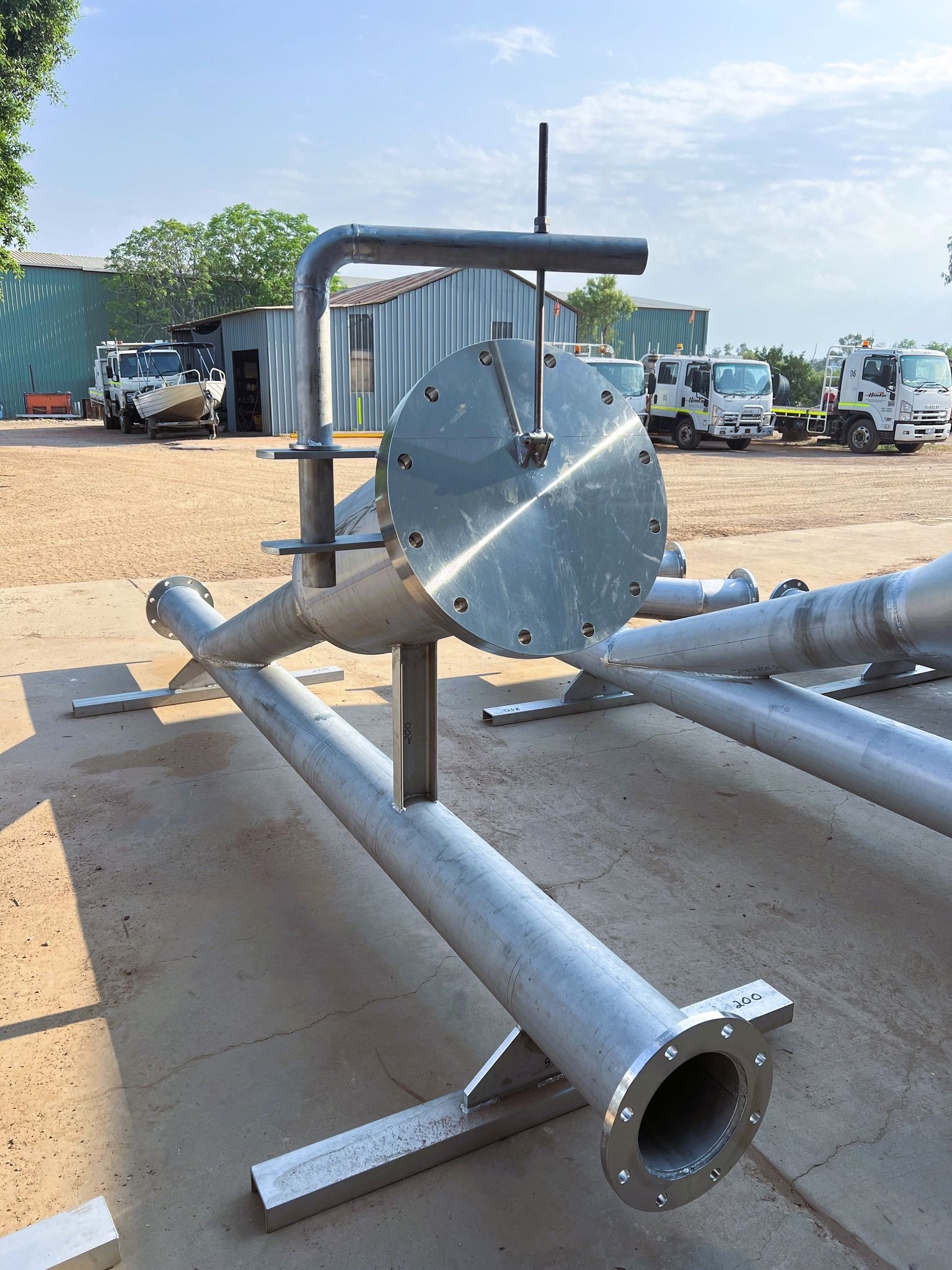 Metal Industrial Piping With A Large Circular Component