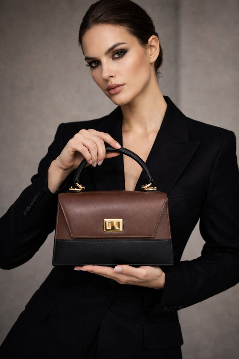 Handgemaakte eren damestas in zwart en bruin