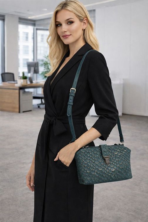 Beugeltas in groen splitleer