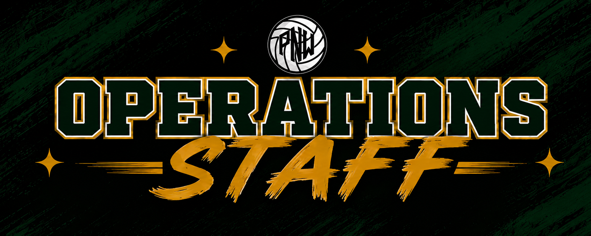 Operations Staff text in gold and white on a black background with small gold star accents