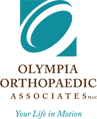 Olympia Orthopaedic Associates PLLC logo with teal abstract mark and “Your Life in Motion” tagline