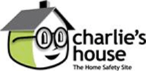 A logo for charlie 's house , the home safety site.