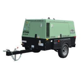A Green Air Compressor on a Trailer on a White Background — Hamblin Hire in Albury, NSW