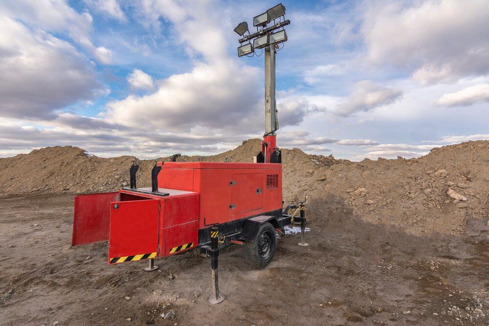 A Red Generator With a Tower of Light  — Hamblin Hire in Albury, NSW