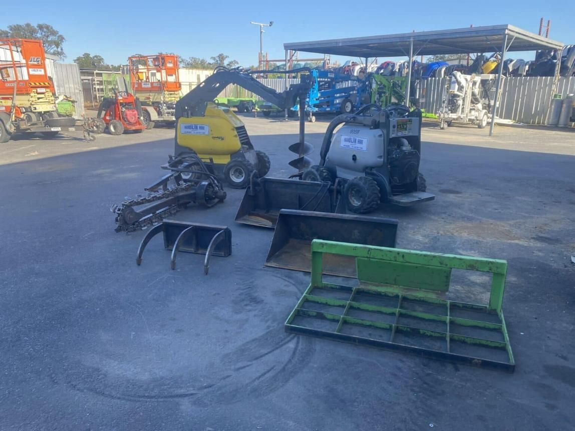 A Lot of Machinery is Parked in a Parking Lot — Hamblin Hire in Albury, NSW