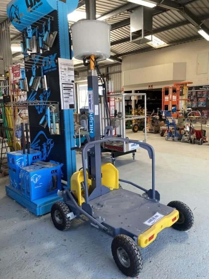 A Yellow and Gray Cart is Parked in a Warehouse — Hamblin Hire in Albury, NSW