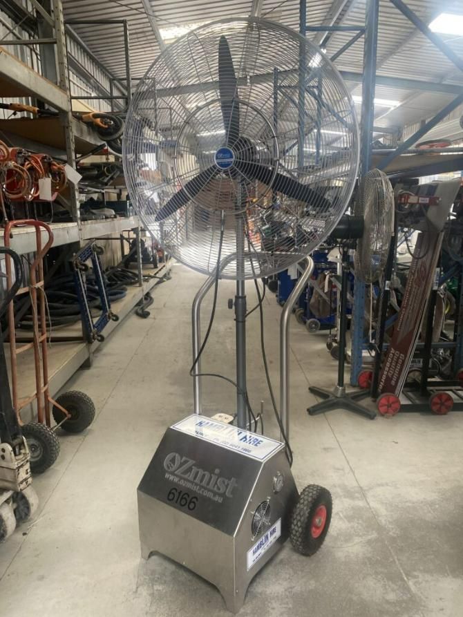 A Large Fan is Sitting on a Cart in a Warehouse — Hamblin Hire in Albury, NSW