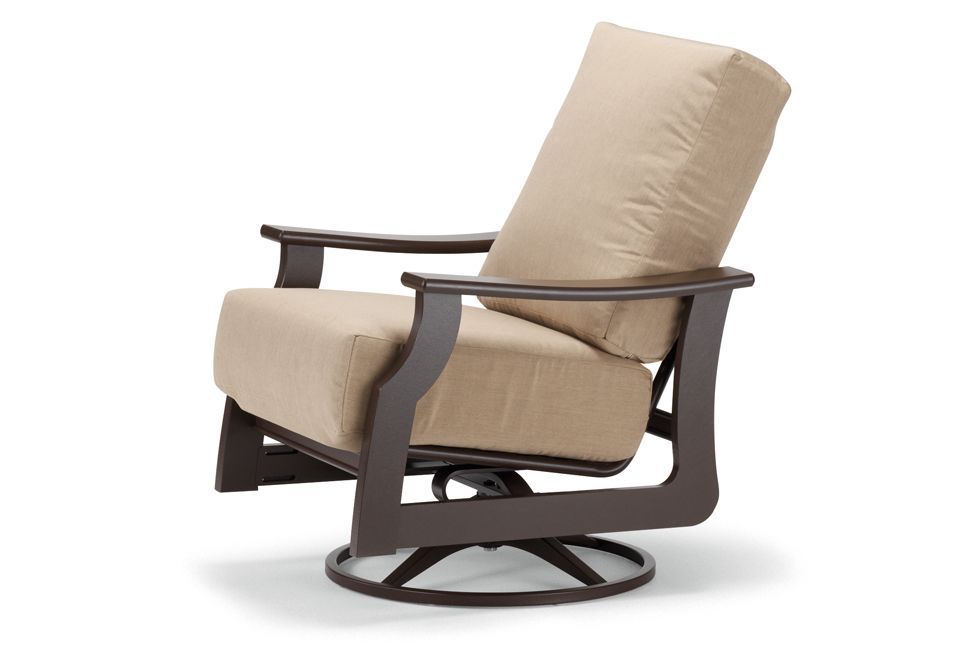 A brown chair with a tan cushion on a white background