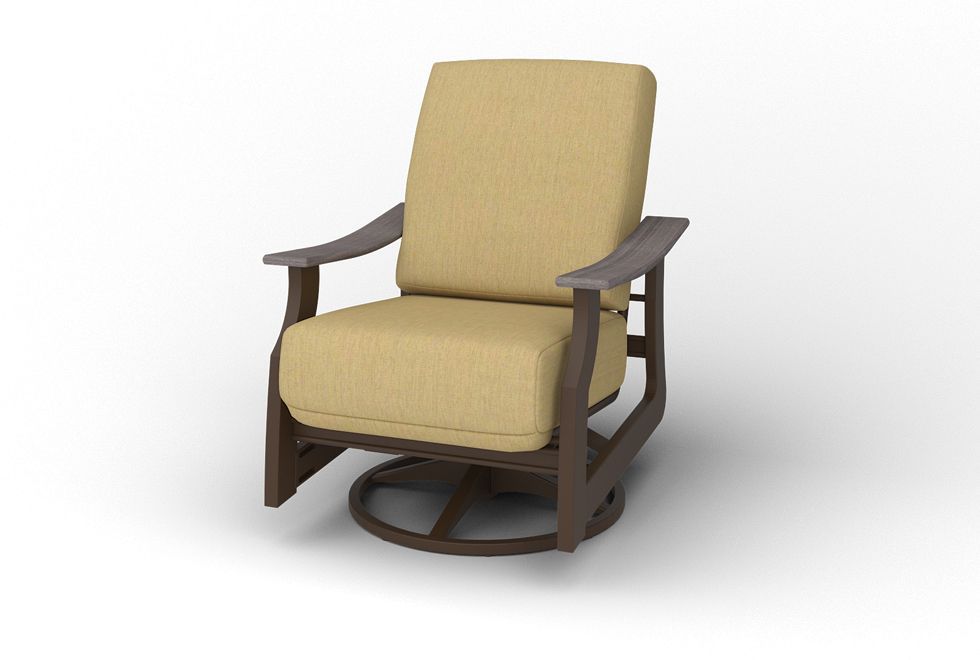 A wooden chair with a yellow cushion on a white background