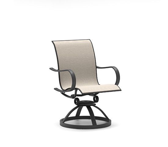 A chair with a beige seat and arm rests on a white background.