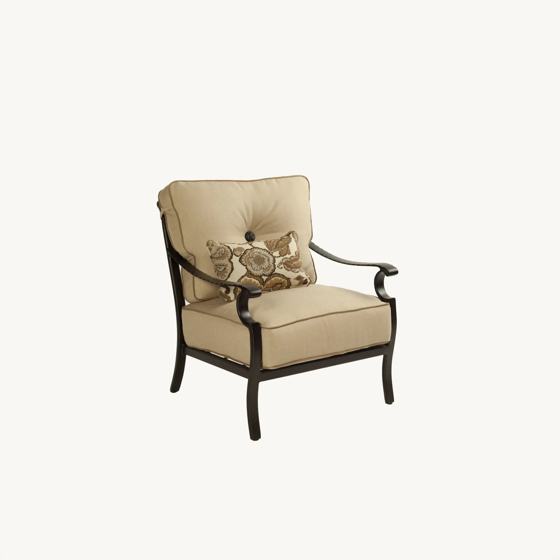 A chair with a pillow on it is on a white background.