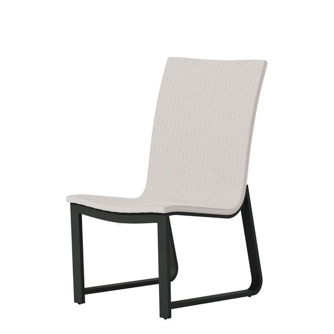 A white chair with a black frame on a white background