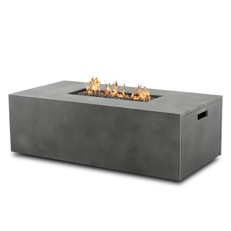 A concrete fire pit with flames coming out of it on a white background.