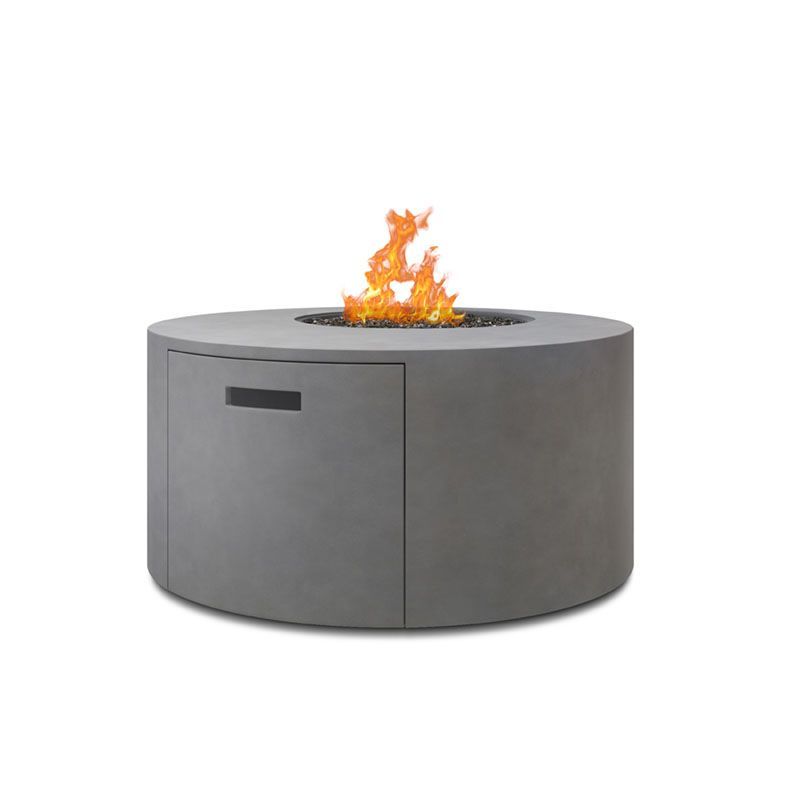 A round fire pit with flames coming out of it on a white background.