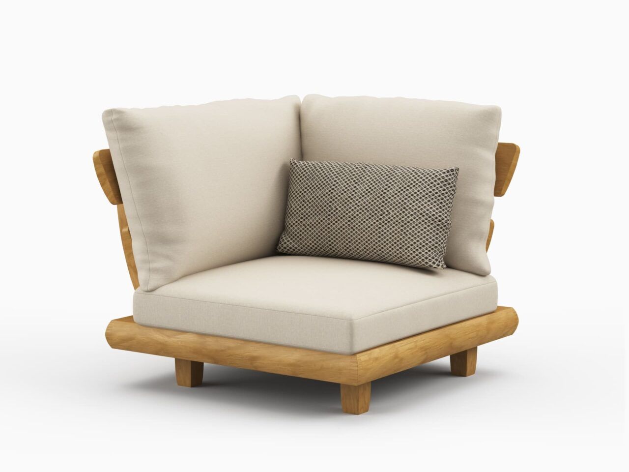 A chair with a pillow on it on a white background.