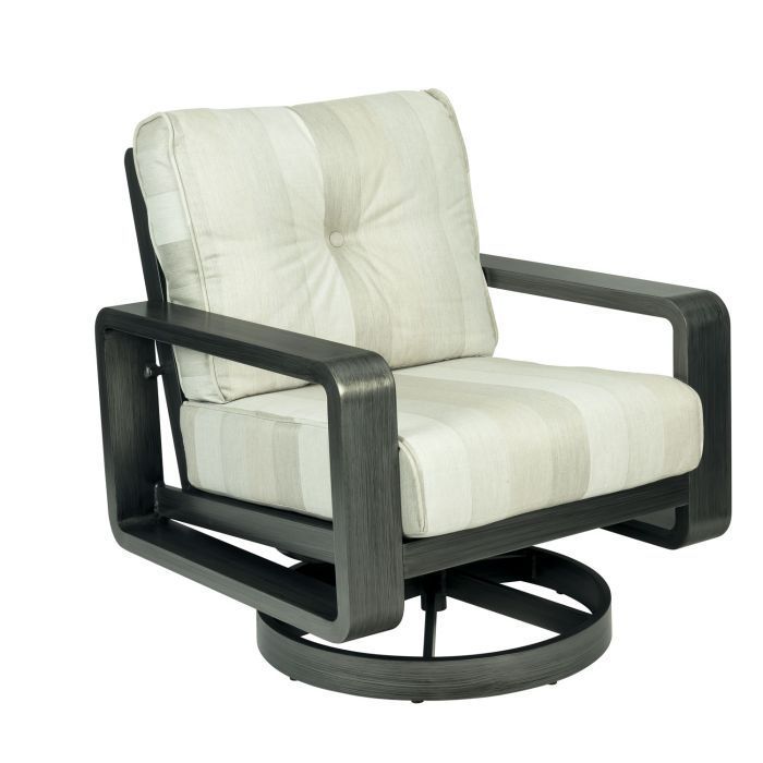 A chair with a white striped cushion on a white background