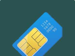 A blue sim card with numbers on it