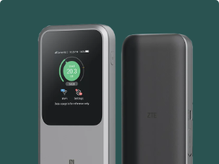 The front and back of a zte phone on a green background.