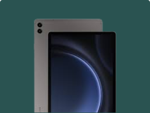 Two tablets are sitting next to each other on a green background.