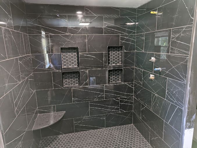 Shower tile installation by Ocean State Tile and Remodeling