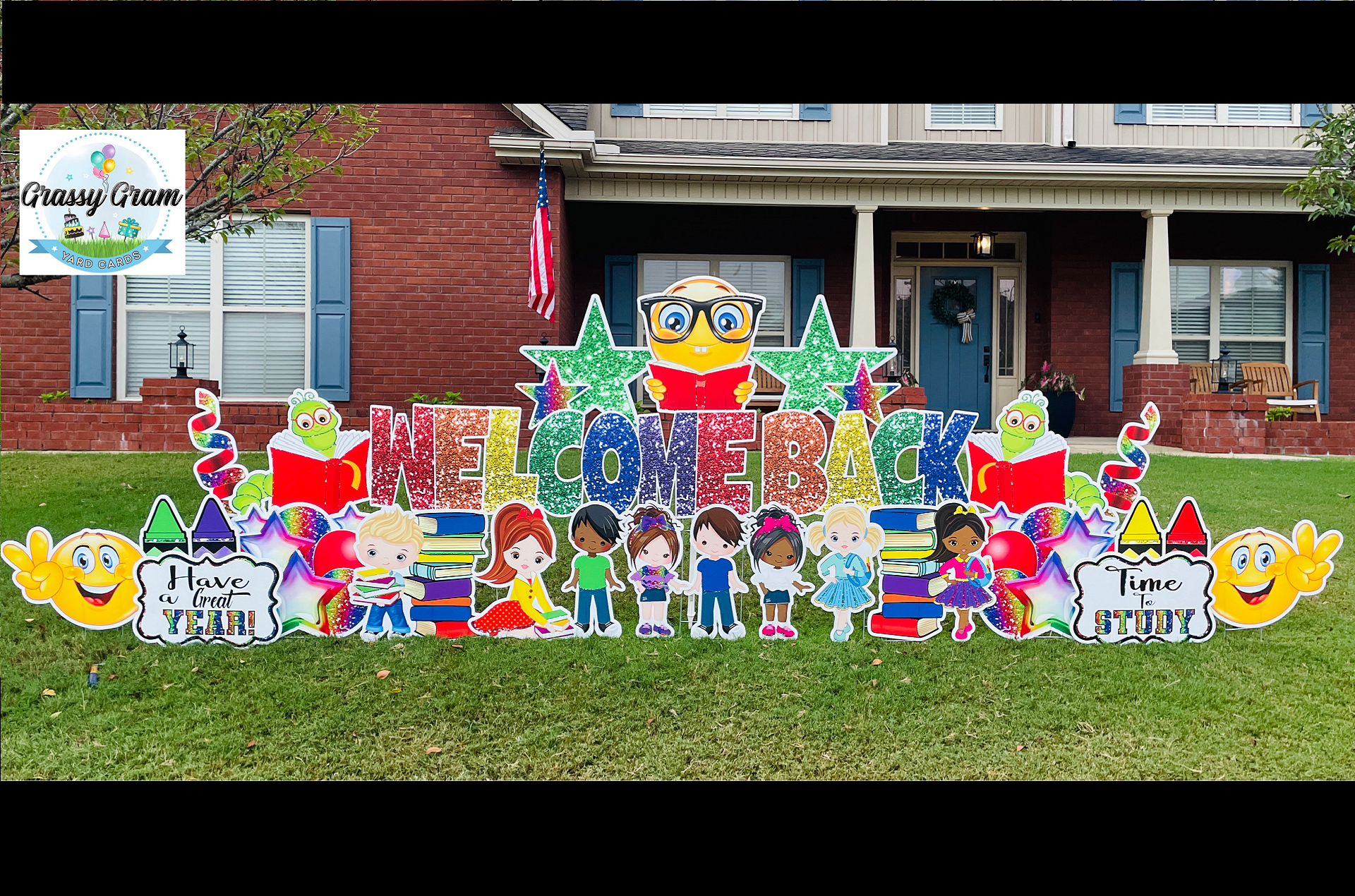 School-related GrassyGram yard cards