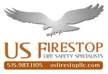 Logo for US Firestop: Silver eagle above text 