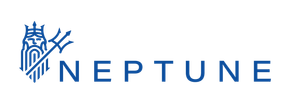 Blue logo of "NEPTUNE" with a trident and architectural elements.