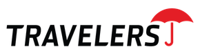 Travelers insurance logo with a red umbrella icon.