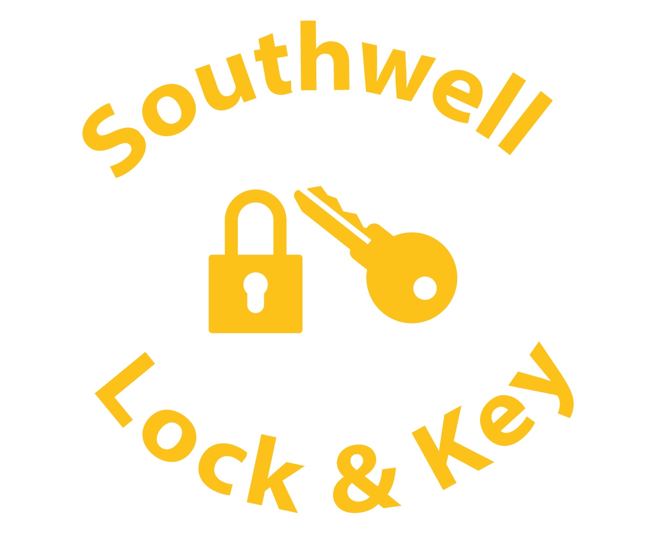 A yellow logo for southwell lock and key