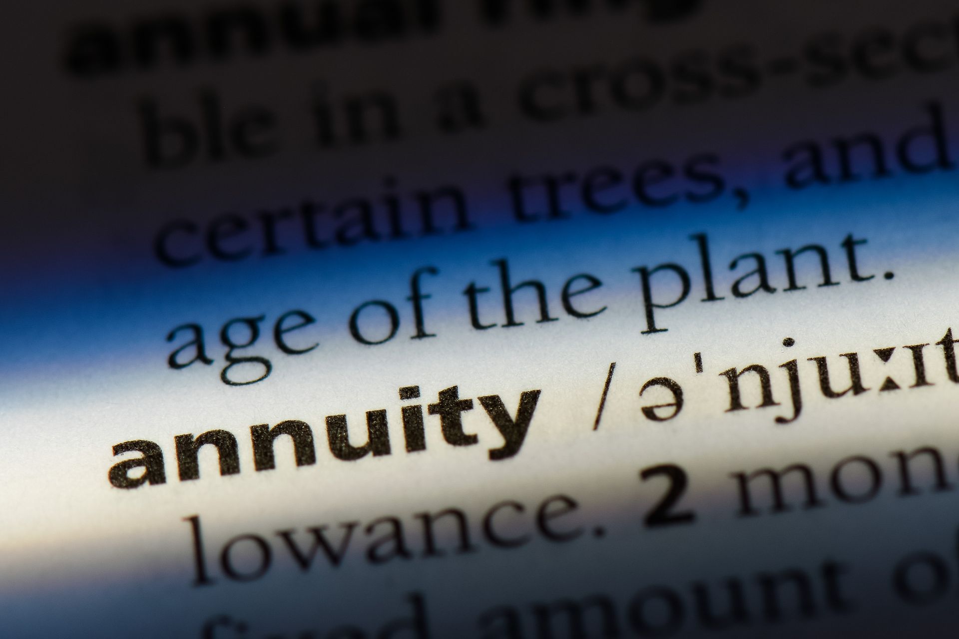 definition of annuities highlighted in a dictionary