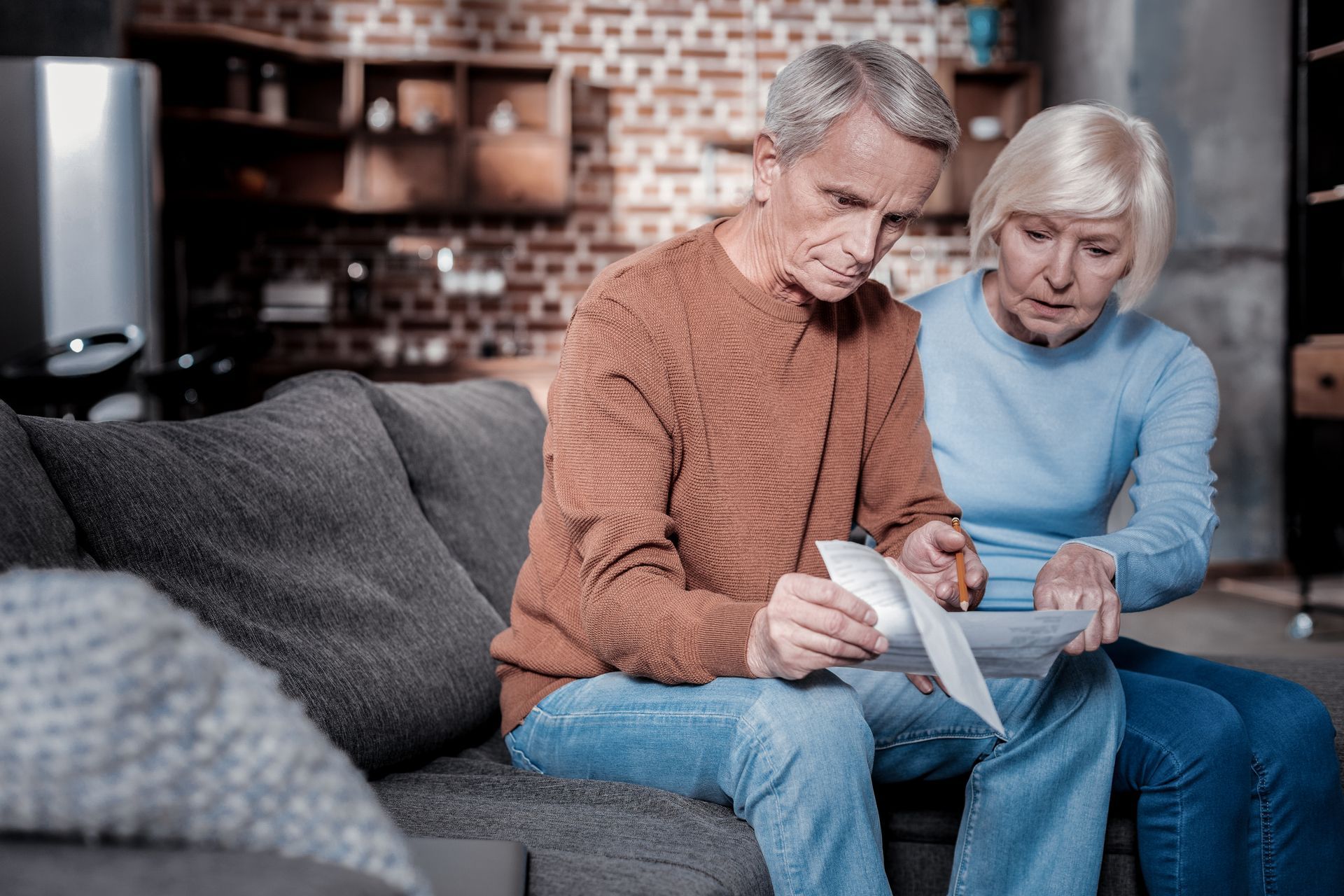 older couple looking at social security