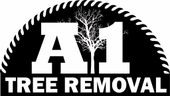 A1 Tree Removal logo with white text and a tree silhouette on a black background