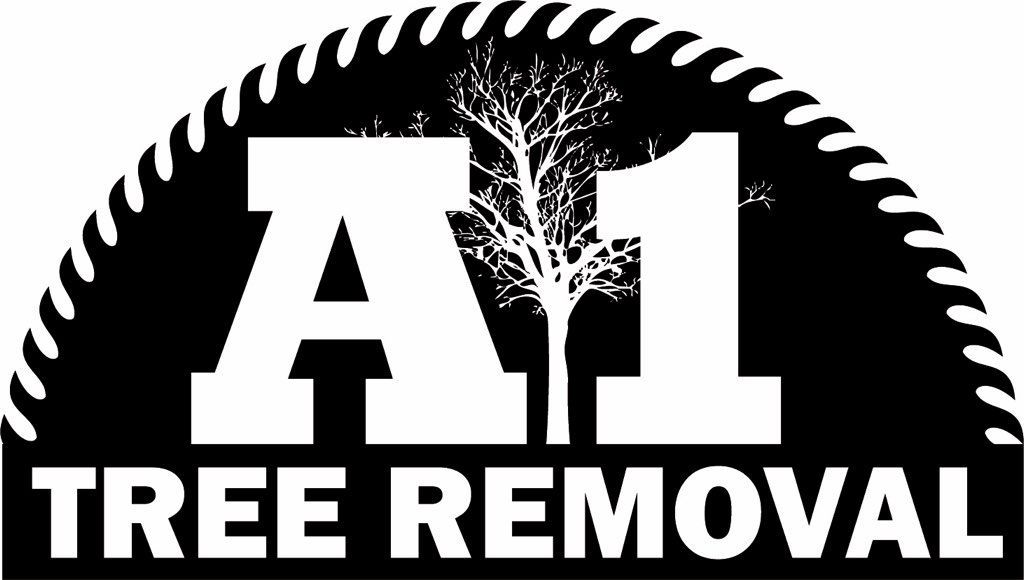 A1 Tree Removal logo with white text and a tree silhouette on a black background