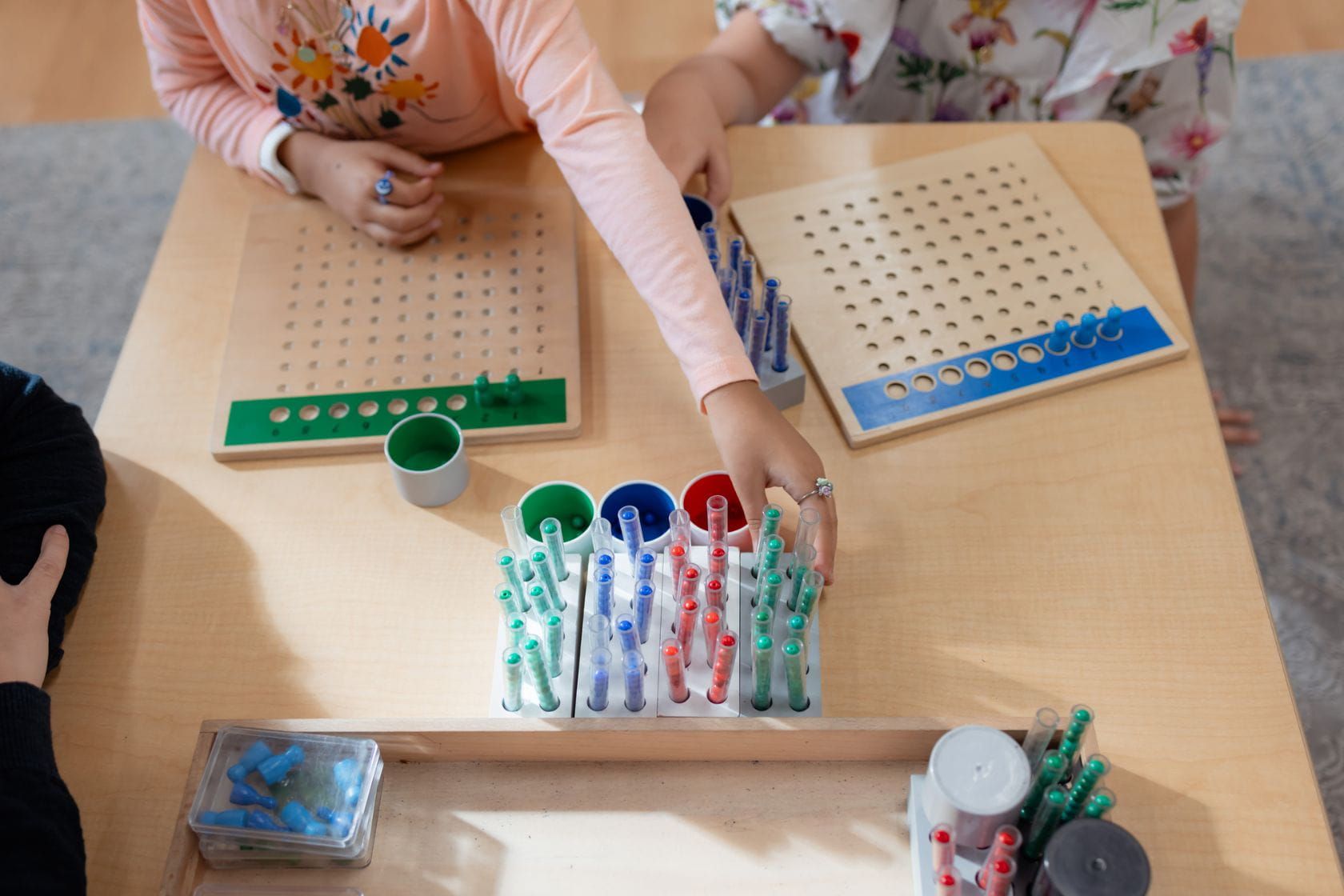 Montessori Long Division with the Racks and Tubes/Test Tubes.