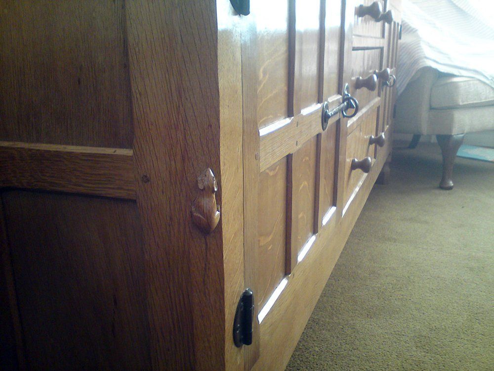 Robert Thompson side board,  hand carved mouse.  Hand polished and waxed