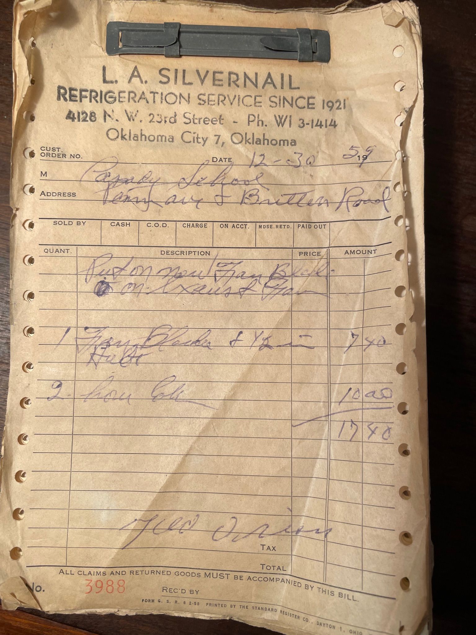 Old receipt from 