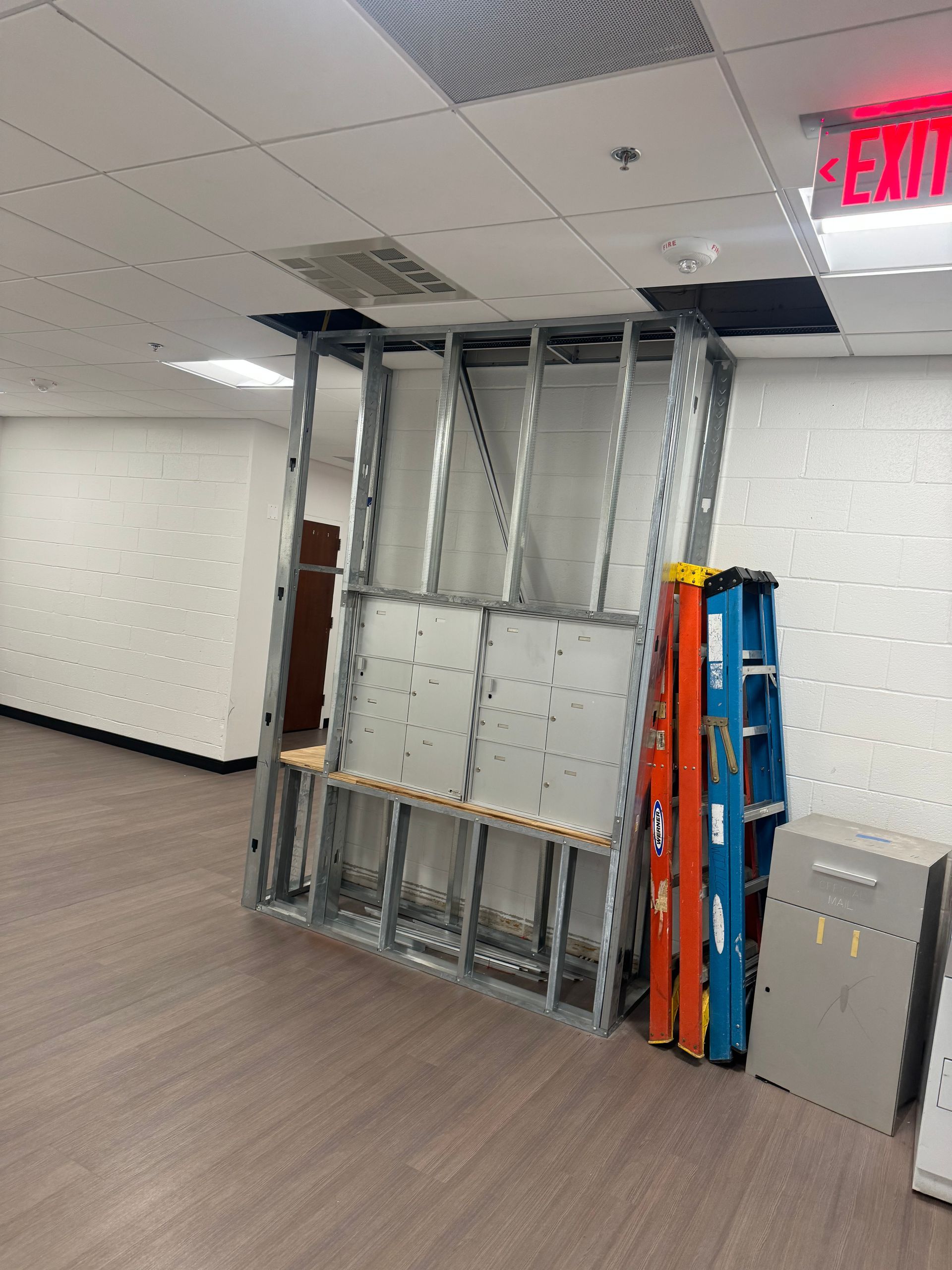 Front view of frame out with the installed mail box