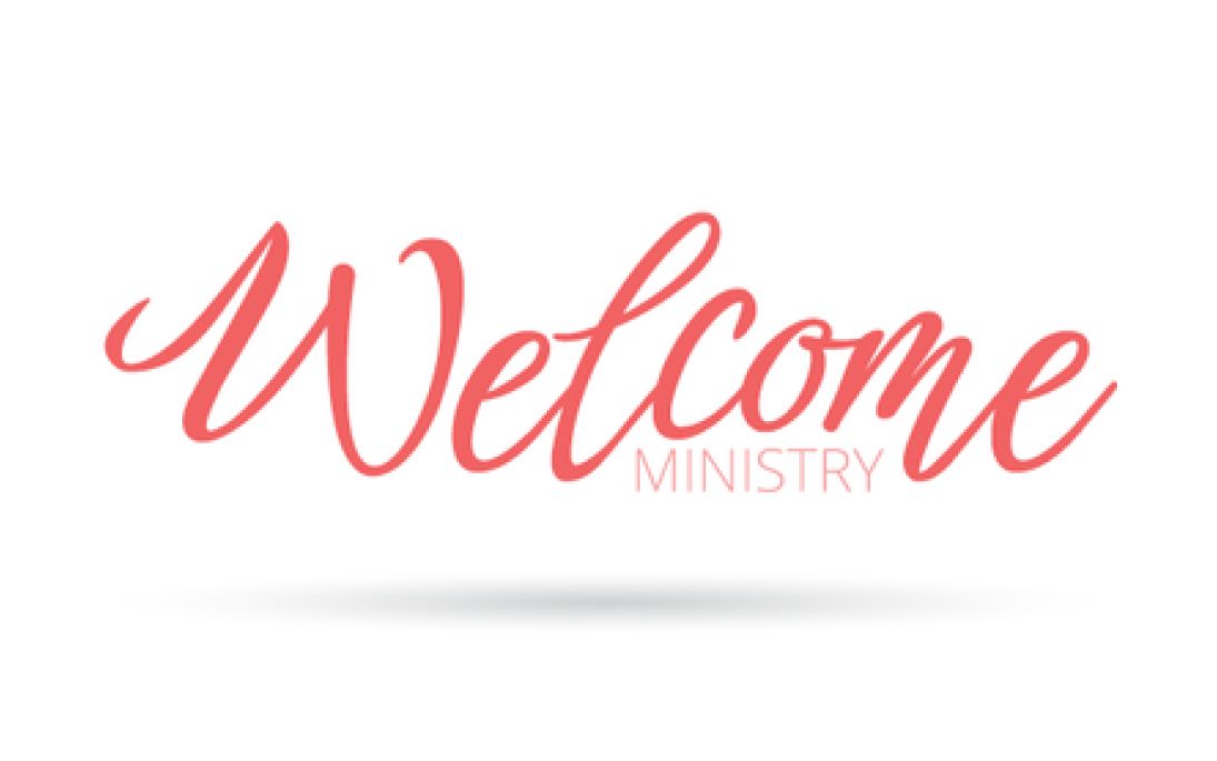 A red welcome ministry logo on a white background.