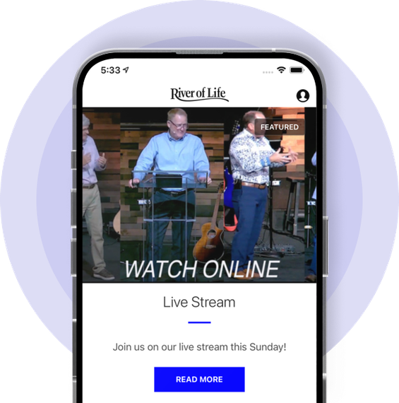 A cell phone with a river of life live stream on the screen.