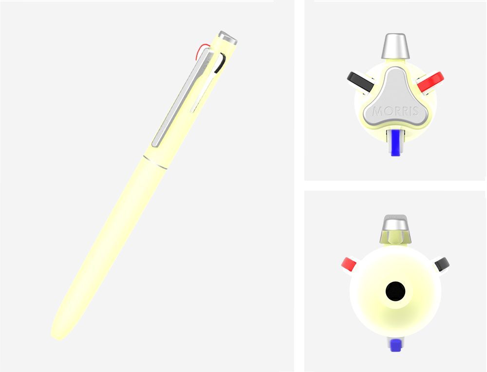 Detalhes da esferográfica tripla STARFLO da Morris