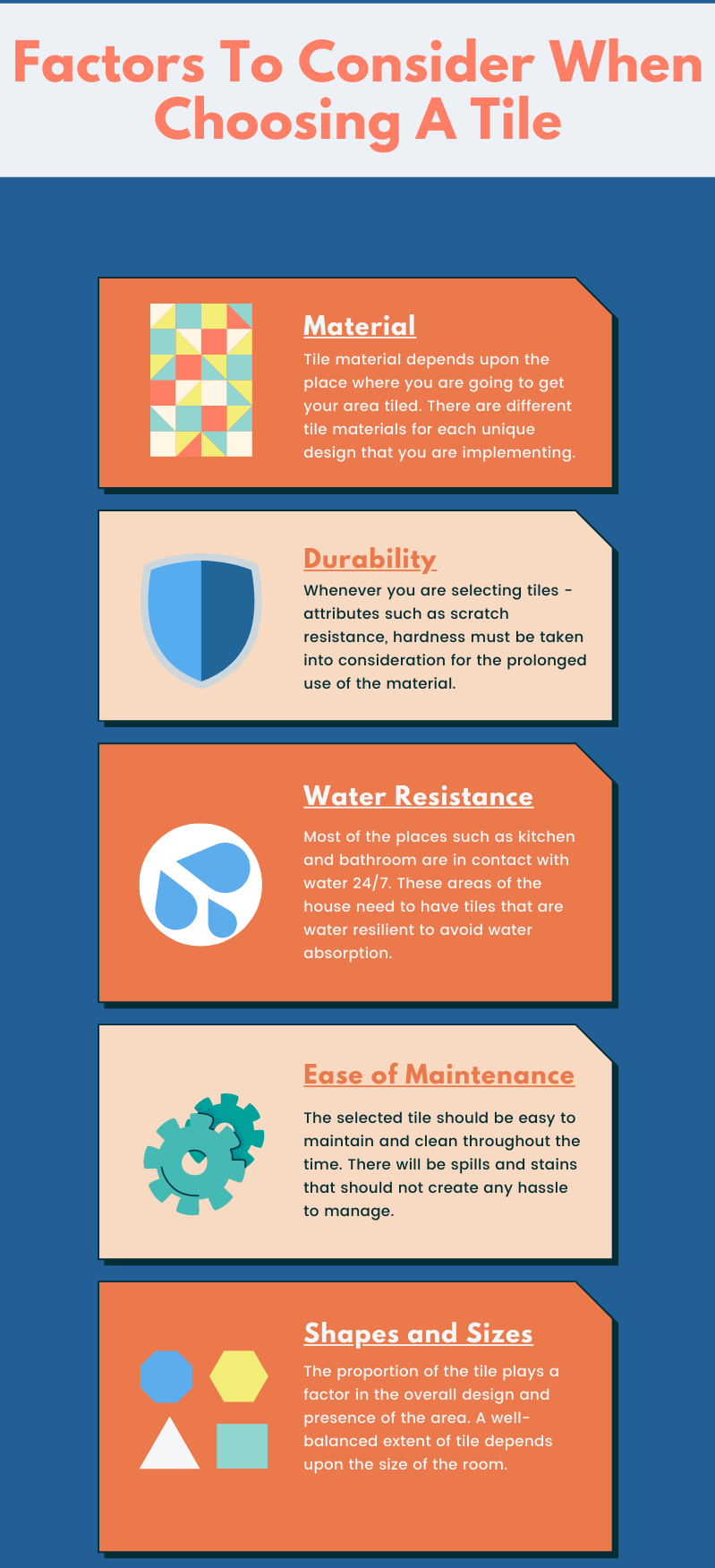 factors to consider when choosing a tile in geelong city infographics.