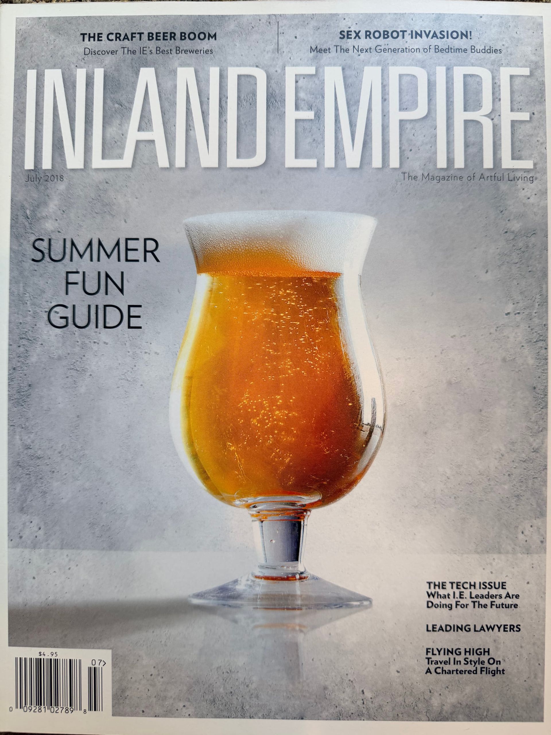 Inland Empire Magazine July 2018 cover, the issue featuring interior designer Sara Arndt of Sara Arndt Interior Design in Claremont, California